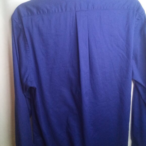 Izod Advantage Performance Mens M Button Up Shirt Long Sleeve Slim Fit Blue - Picture 3 of 14